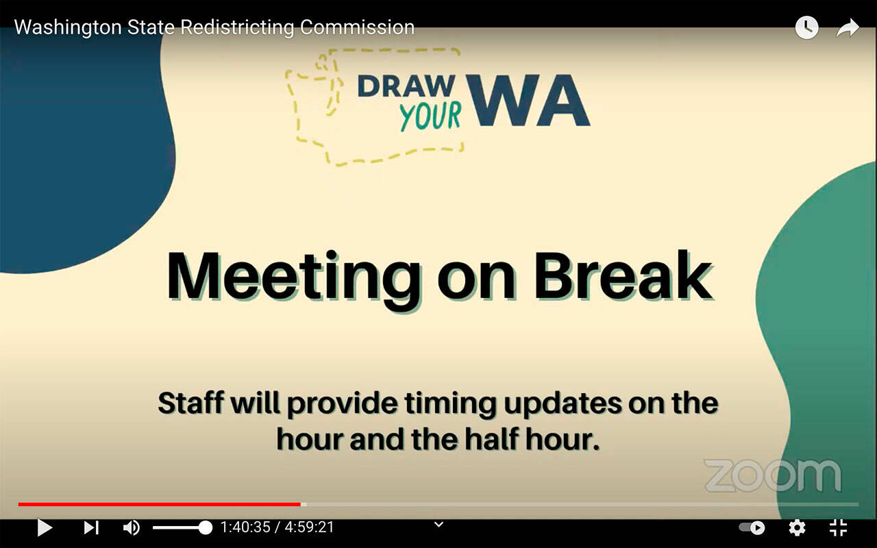 This is what viewers of the public meeting held by the Washington State Redistricting Commission saw during most of its five-hour session. (Washington State Redistricting Commission)