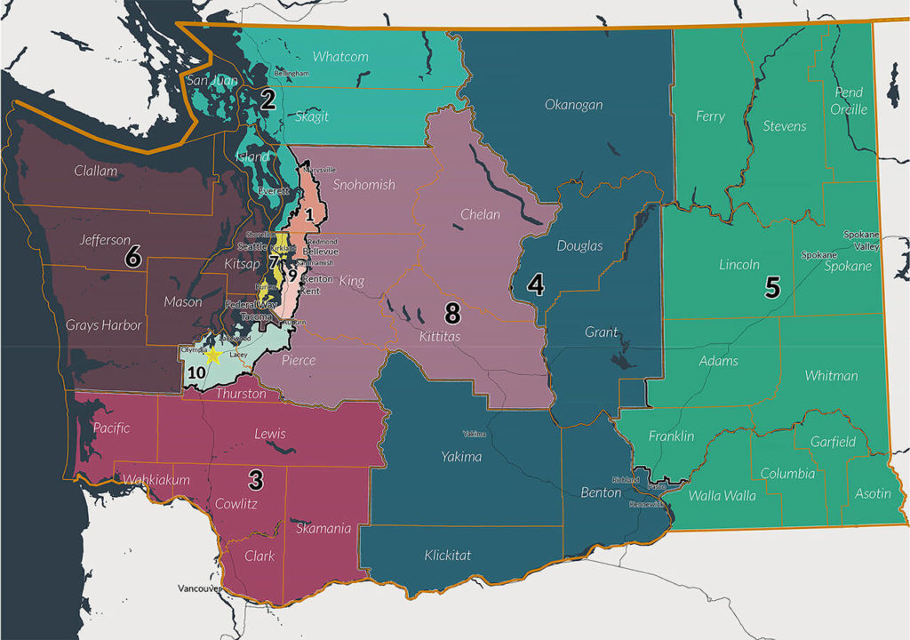 The Redistricting Commission-approved congressional map. (Washington State Redistricting Commission) 
