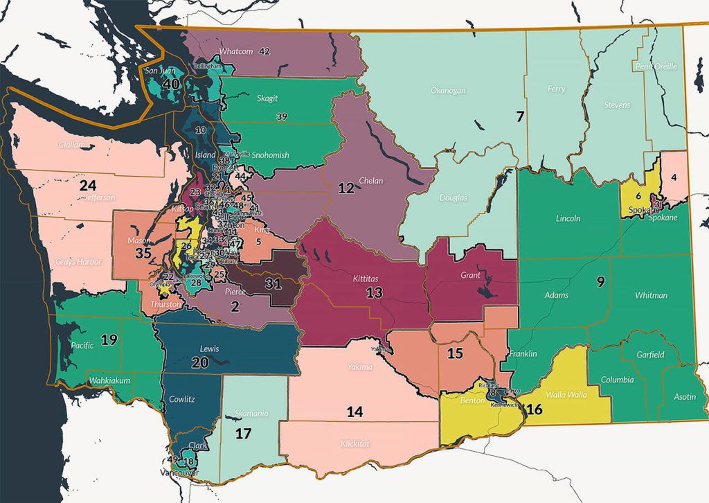 The Redistricting Commission-approved legislative map. (Washington State Redistricting Commission) 
