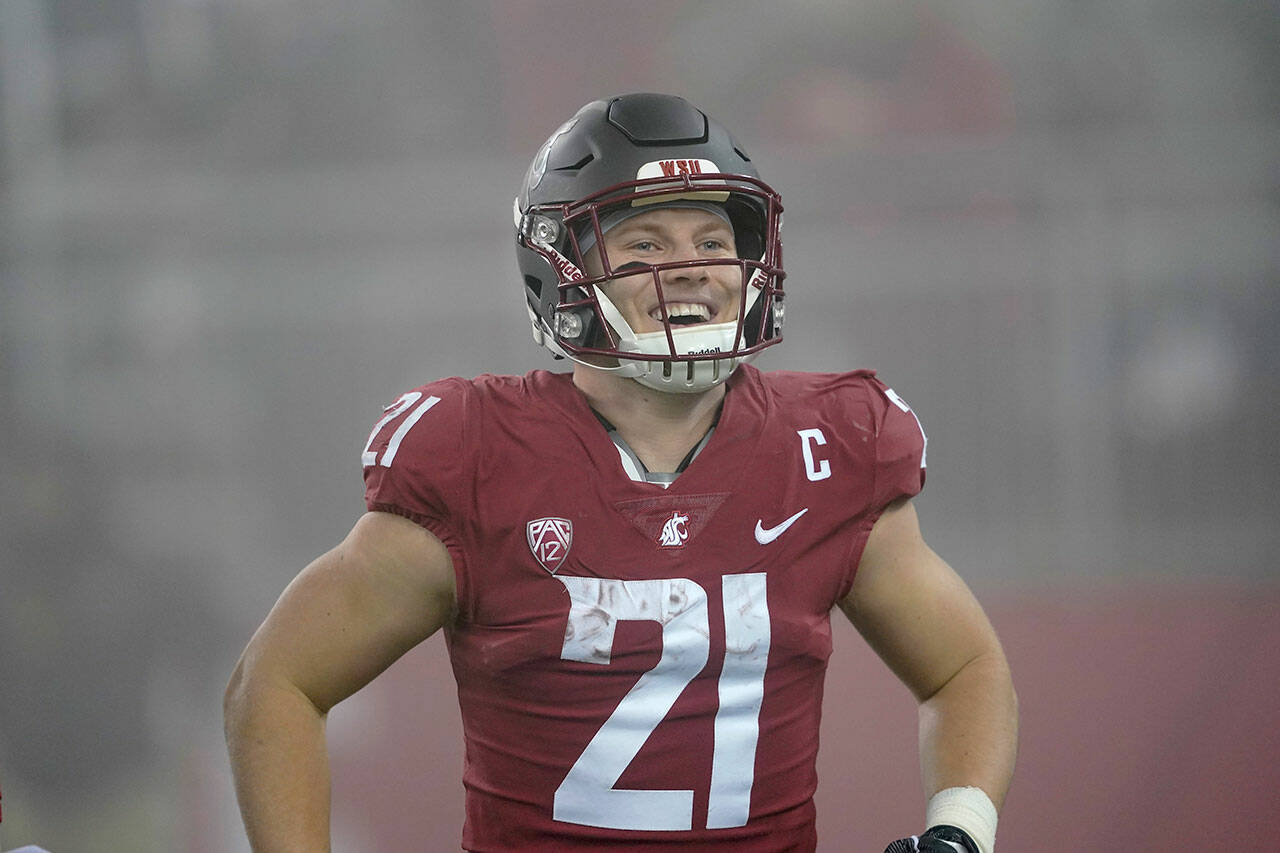 Washington State wide running back Max Borghi during a game against Arizona on Nov. 19 in Pullman. (AP Photo/Ted S. Warren)