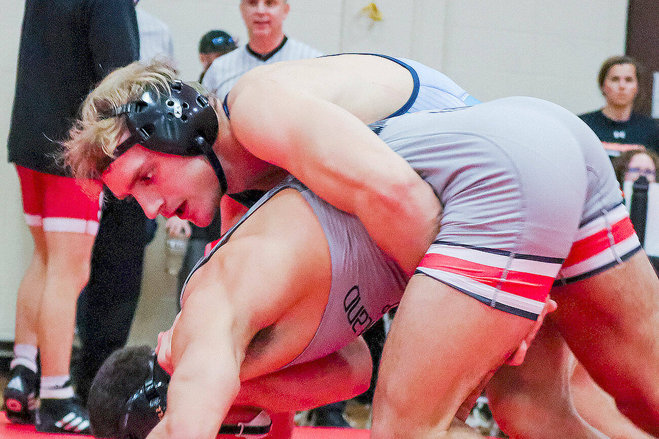 North Carolina's Mason Phillips (top), a Stanwood High School alum, claimed the 149-pound championship at the Wolfpack Wrestling Club Open held Nov. 14 in Raleigh, North Carolina. (Blake Clifton/UNC Athletics)