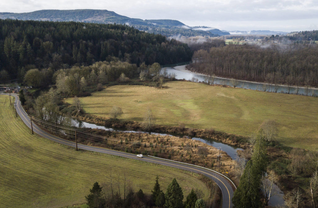 A section of Ben Howard road near Monroe that Snohomish County will raise due to flooding. (Olivia Vanni / The Herald)
