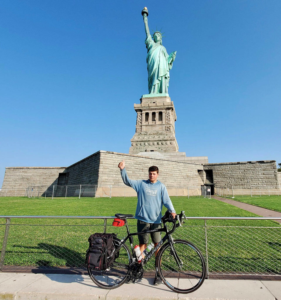 Deven Boyce, 14, rode his bike more than 3,000 miles from the Mukilteo Lighthouse to the Statue of Liberty. (Submitted photo)
