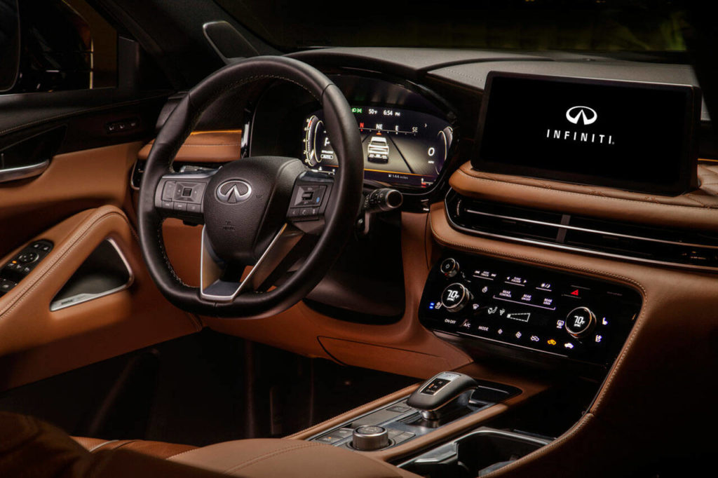 A commanding 12.3-inch screen is the centerpiece of the 2022 Infiniti QX60 infotainment system. (Manufacturer photo)
