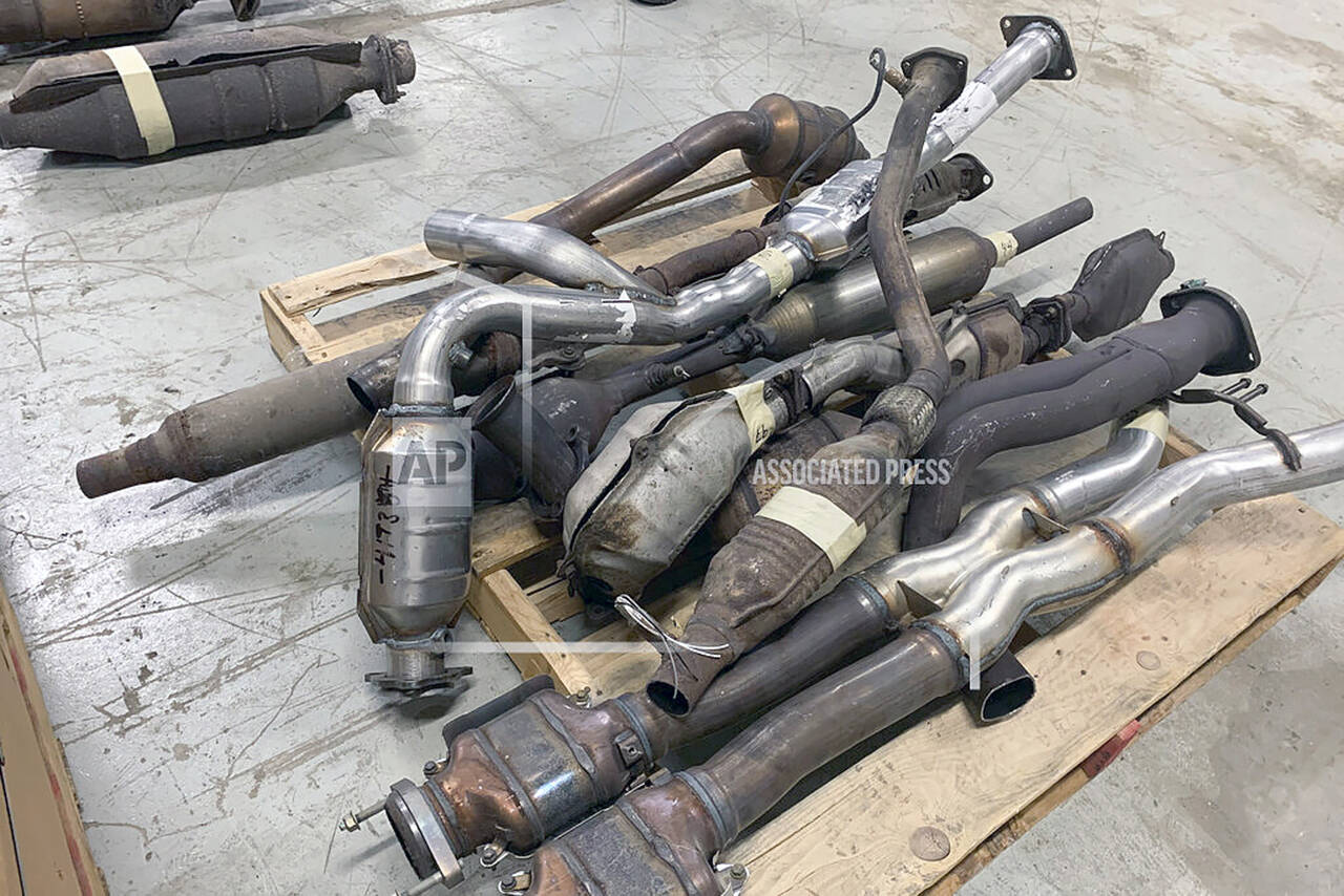 In this undated photo, catalytic converters are shown after being seized in a recent investigation in Utah. (Utah Attorney Generals Office via AP, file)