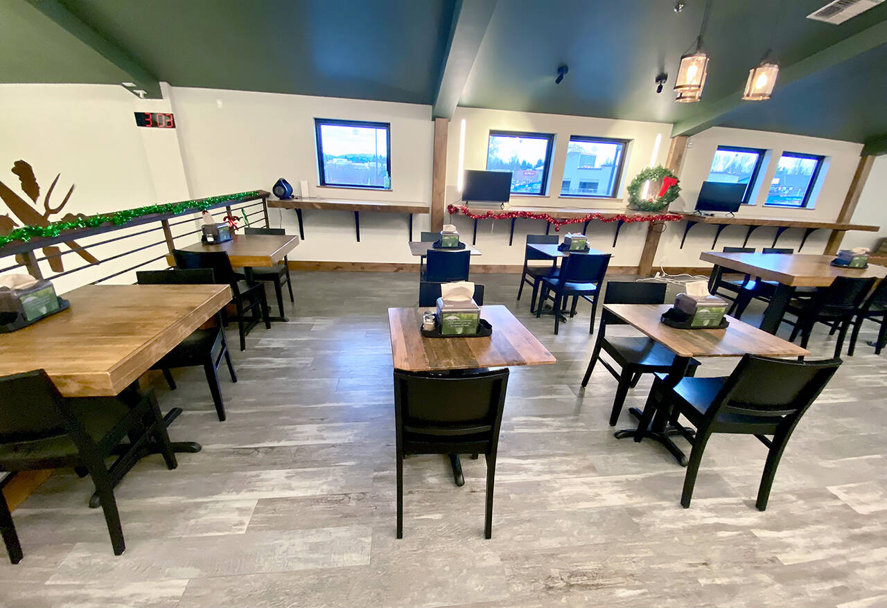 The event room that will be used for speed dating events at Meatheads Smokehouse and Beer Works in Lake Stevens. (Andrea Brown / The Herald)