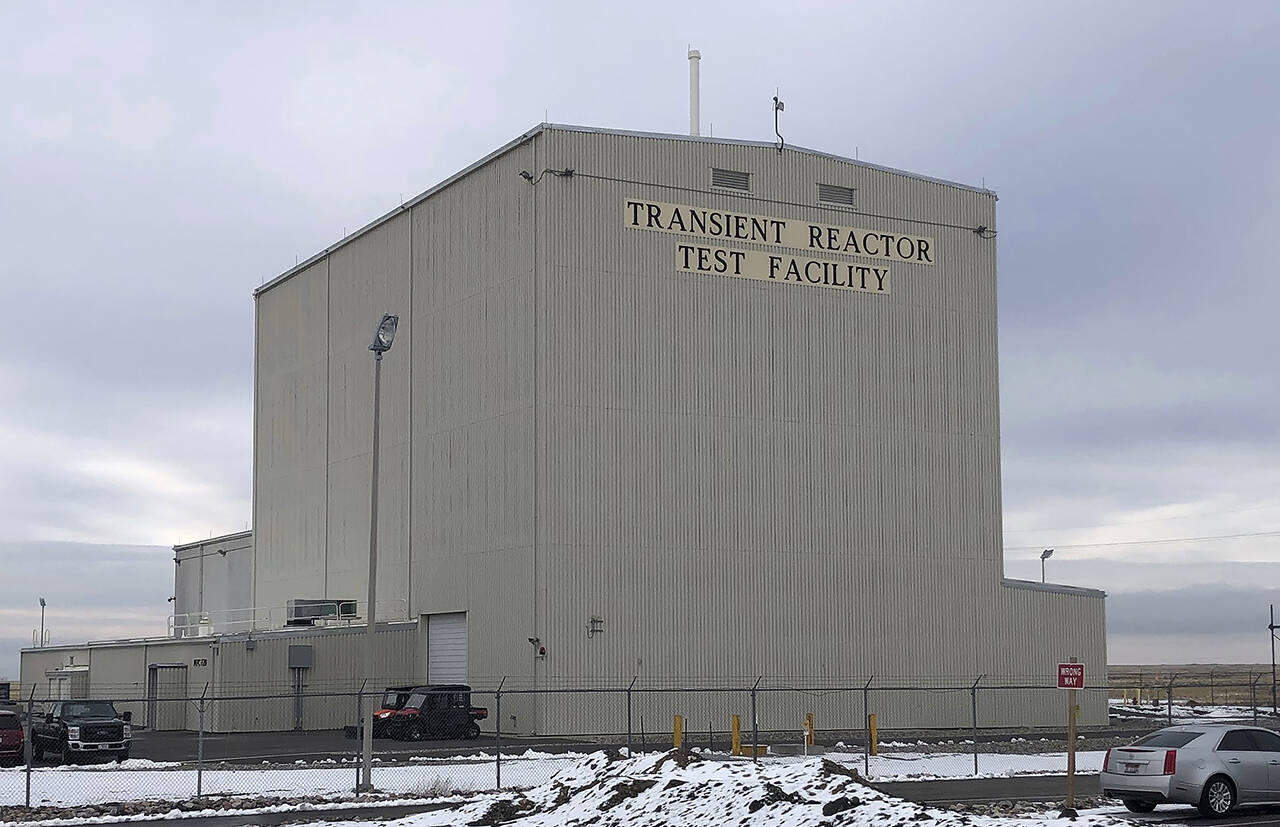 This 2018 photo shows the exterior of the Transient Reactor Test Facility at Idaho National Laboratory about 50 miles west of Idaho Falls, Idaho. (AP Photo/Keith Riddler, File)