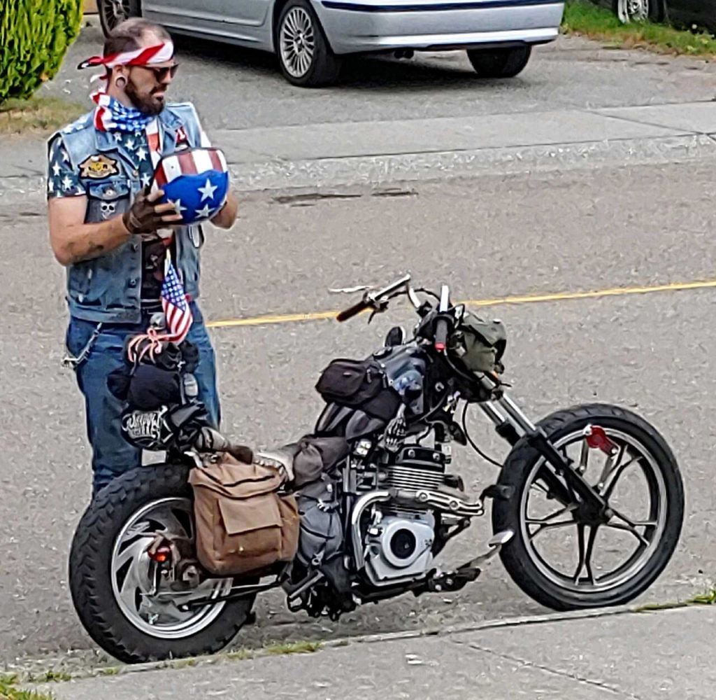 Brandon Elias at age 31, showing off his new motorcycle, a Baja Phoenix 250. (Family photo)

