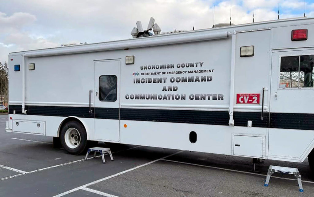 The Snohomish County Sheriff’s office positioned the county’s mobile incident command and communication center in south Everett on Dec. 8, and worked with regional crime task forces, the county’s Department of Human Services, social workers and the Everett Police Department. (Snohomish County Sheriff’s Office)
