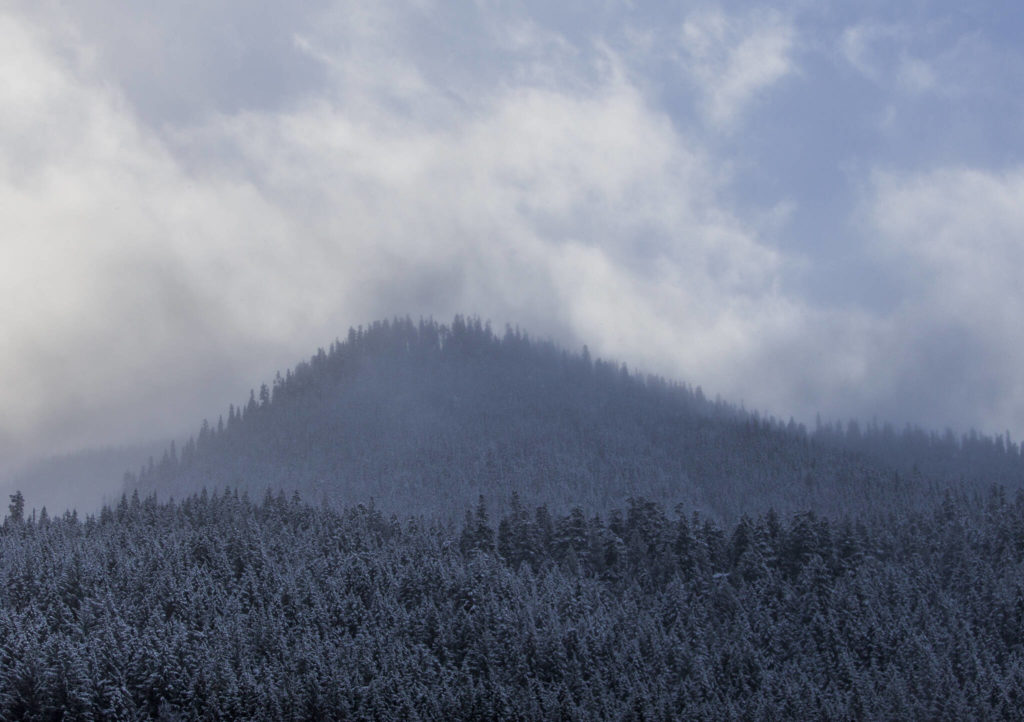 Clouds move through the mountains in Skykomish on Dec. 14. (Olivia Vanni / The Herald)
