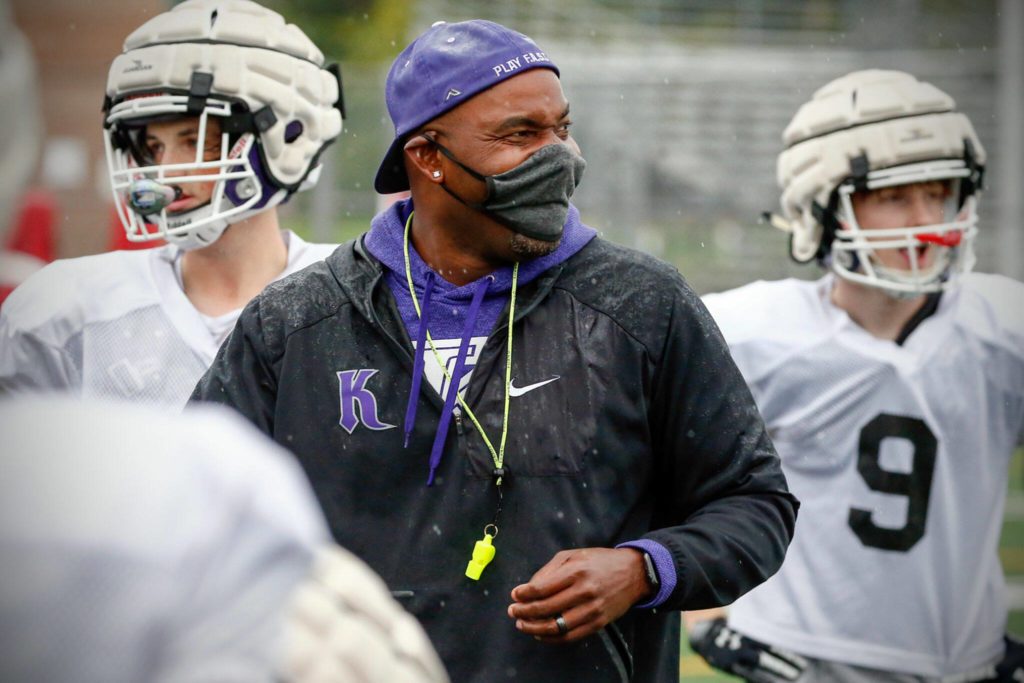 Fourth-year Kamiak coach Bryant Thomas guided the Knights to a breakthrough season. (Kevin Clark / The Herald)
