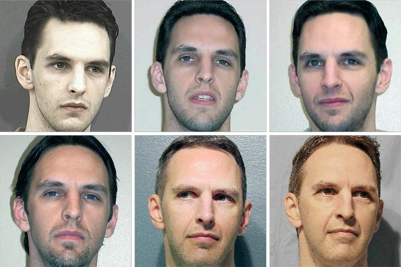 Aaron Howerton in (top L-R) 2001, 2005, 2008, and (bottom L-R) 2012, 2018 and 2021. (Washington State Department of Corrections)