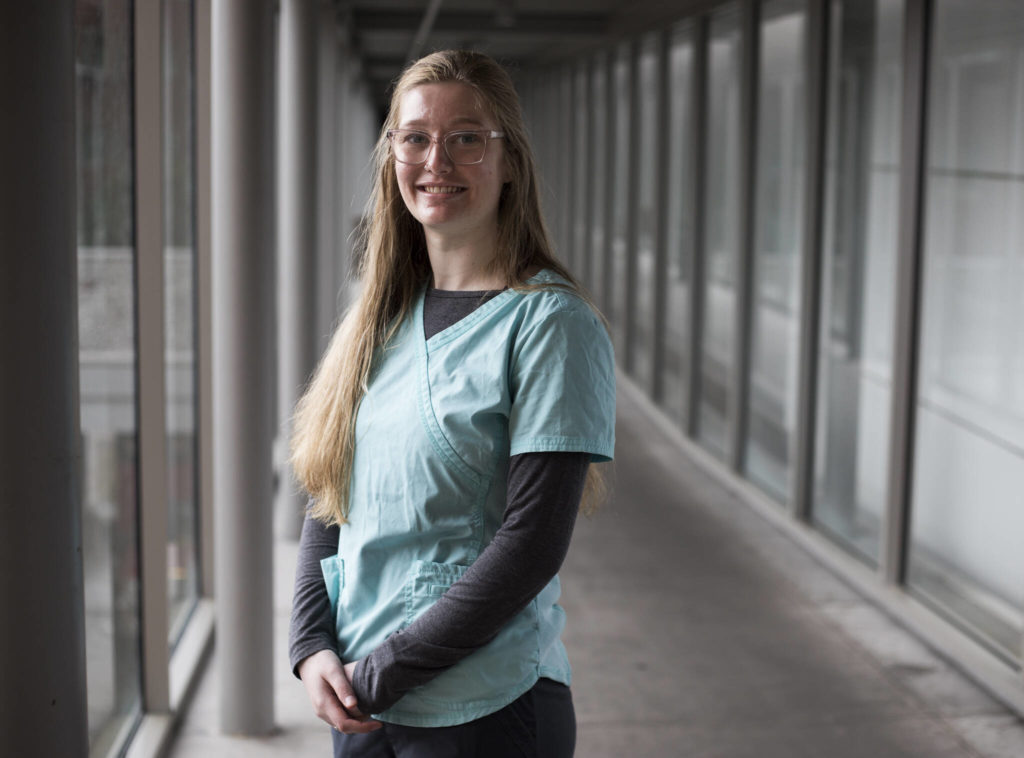 Brooke Desjardins is a nursing assistant at Providence Regional Medical Center Everett. (Olivia Vanni / The Herald)
