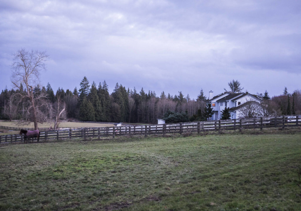 The Healing Lodge sits on a large property surround by fields in Stanwood. (Olivia Vanni / The Herald)

