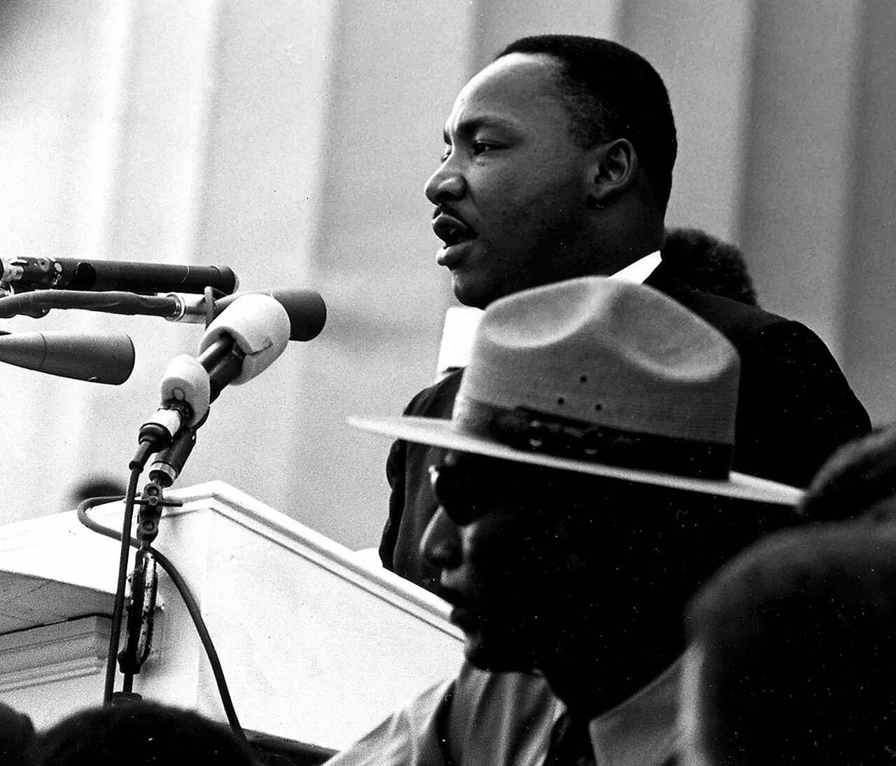 Martin Luther King Jr. giving his “I Have a Dream” speech during the March on Washington in Washington, D.C., in 1963. (National Archives)