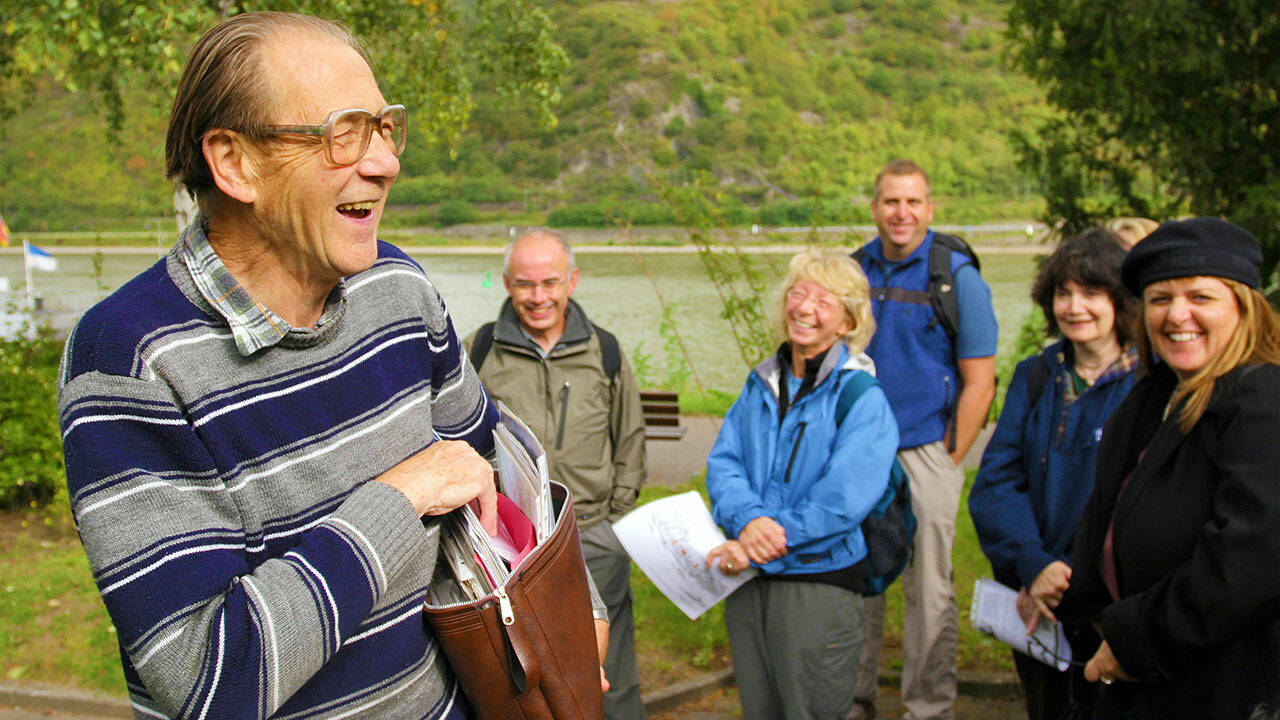 Herr Jung leads a group through Bacharach, Germany. (Rick Steves’ Europe)