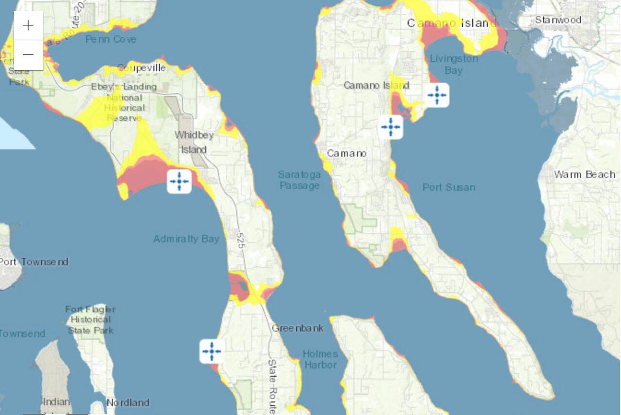 Section of a tsunami high ground map. (Island County)