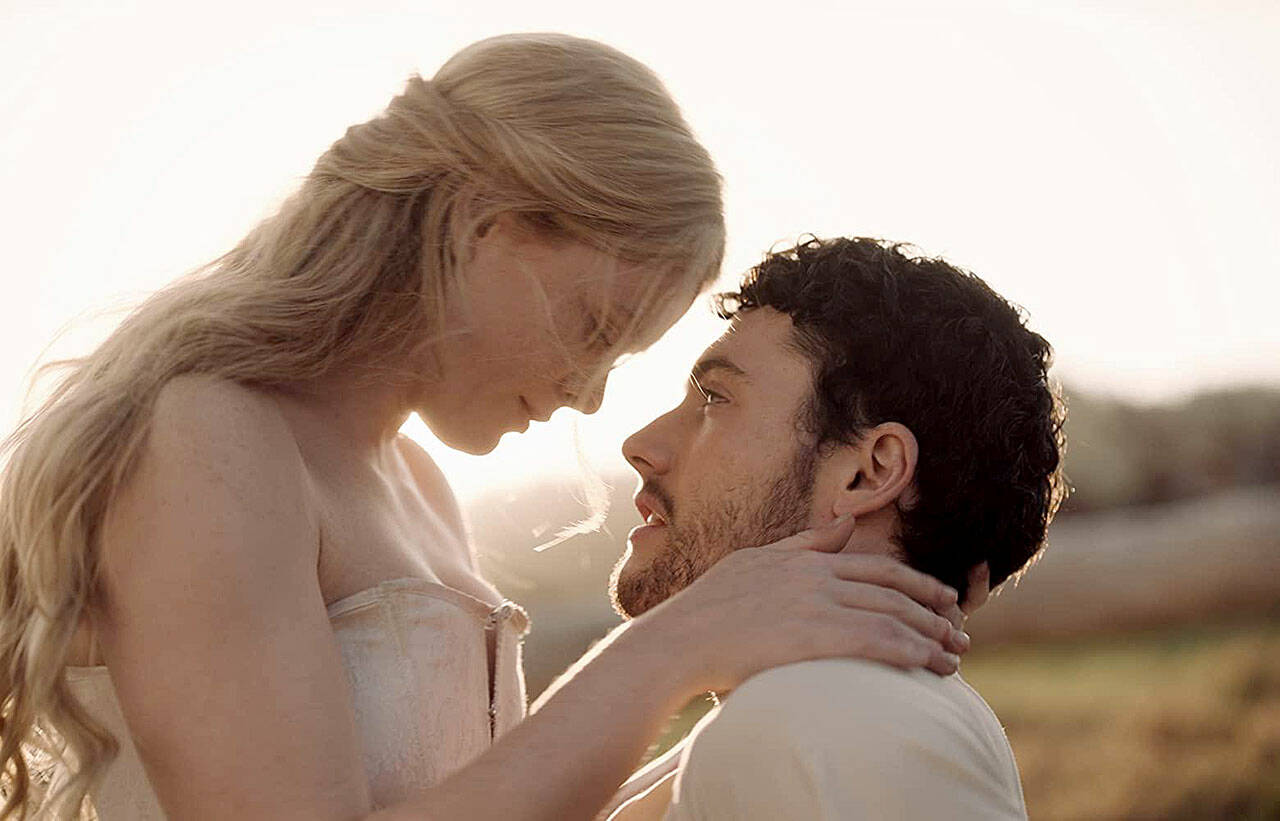 Abigail Cowen and Tom Lewis in “Redeeming Love.”