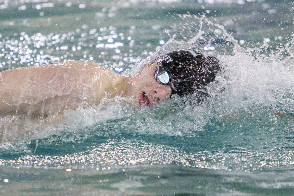 Lake Stevens junior Garrett Chesley won a pair of individual races. (Olivia Vanni / The Herald)
