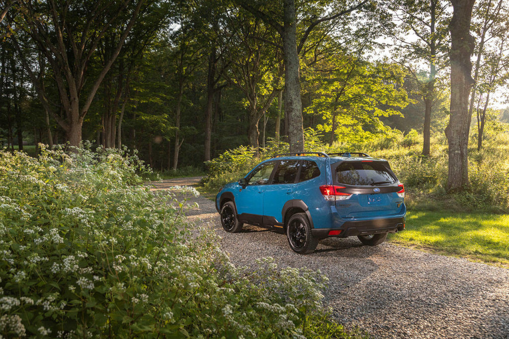 Rear cargo space in the 2022 Subaru Forester Wilderness is 28.9 cubic feet with rear seats in upright position. If equipped with a moonroof, the space is reduced by 2 cubic feet. (Manufacturer photo)
