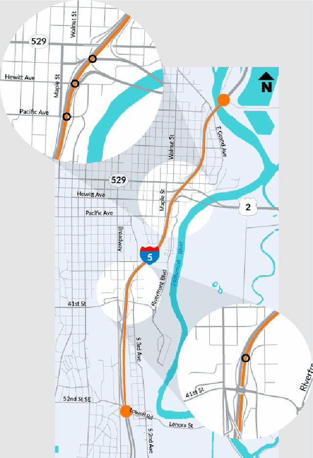 Contract crews are expected to replace eight expansion joints on northbound I-5 through Everett, reducing the travel lanes on weekends this year. (Washington State Department of Transportation)