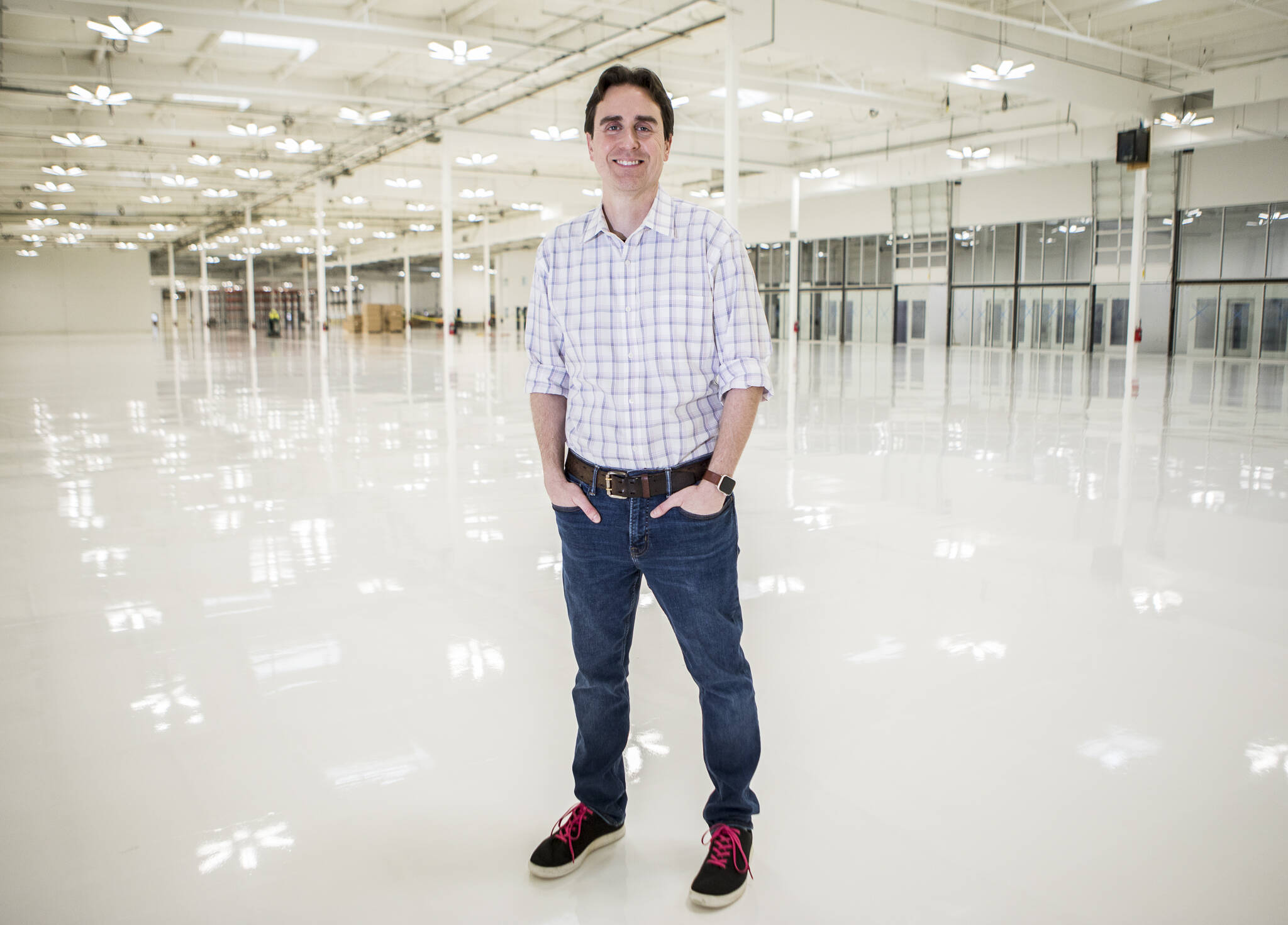 CEO David Kirtley at the new Helion Energy headquarters in Everett. (Olivia Vanni / The Herald)