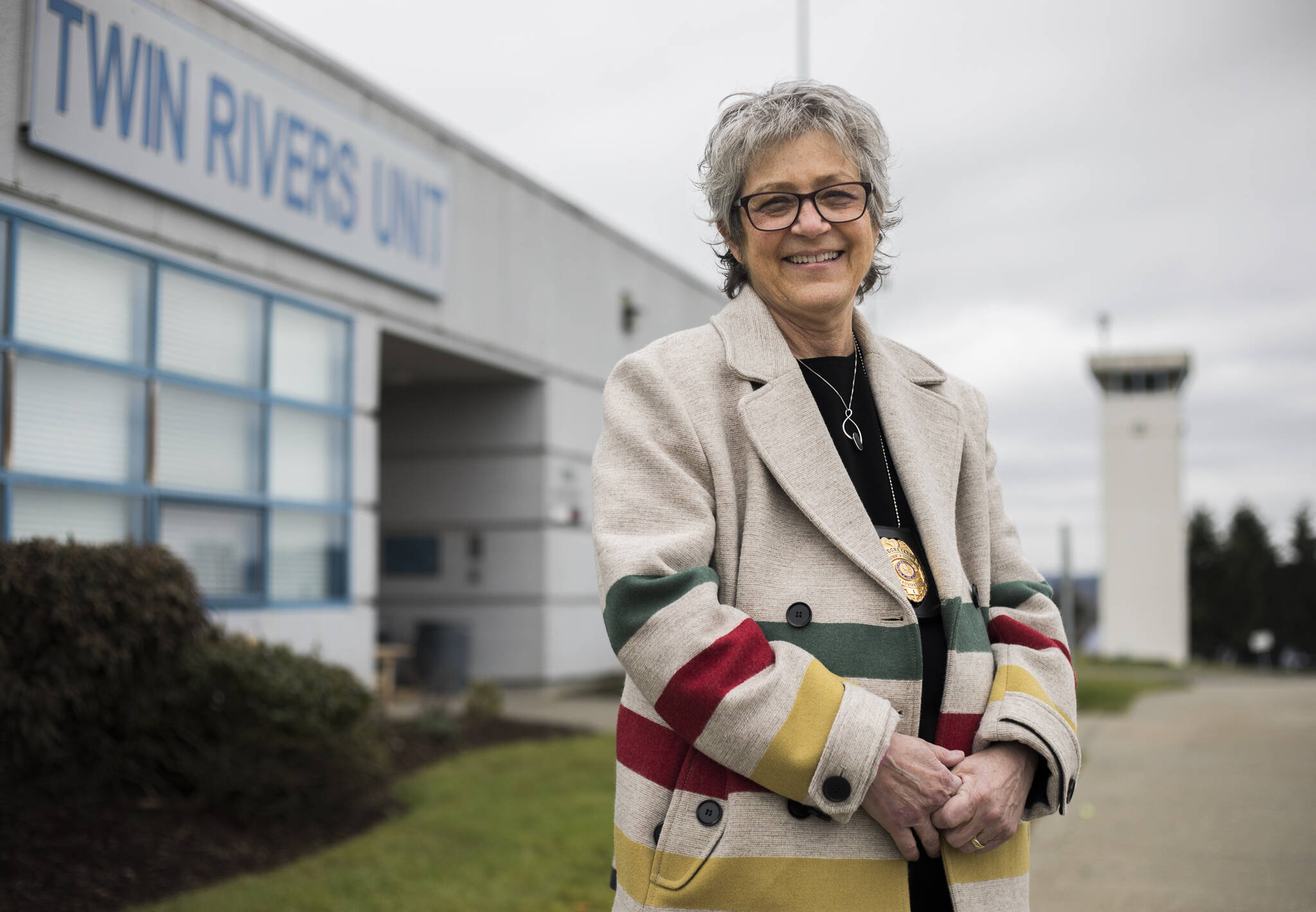 Washington Department of Corrections Secretary Cheryl Strange outside of the Twin Rivers Unit at the Monroe Correctional Complex on Wednesday in Monroe. (Olivia Vanni / The Herald)