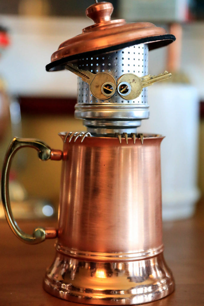 Amy Knutson’s Copper Stein Gremlin. She sells her creations on Etsy for several hundred dollars apiece. (Kevin Clark / The Herald)
