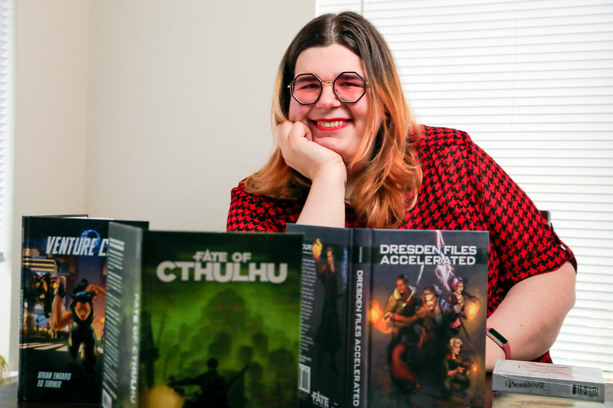 Everett resident Lara Turner writes tabletop role-playing games and explores gender and trans identity. (Kevin Clark / The Herald)