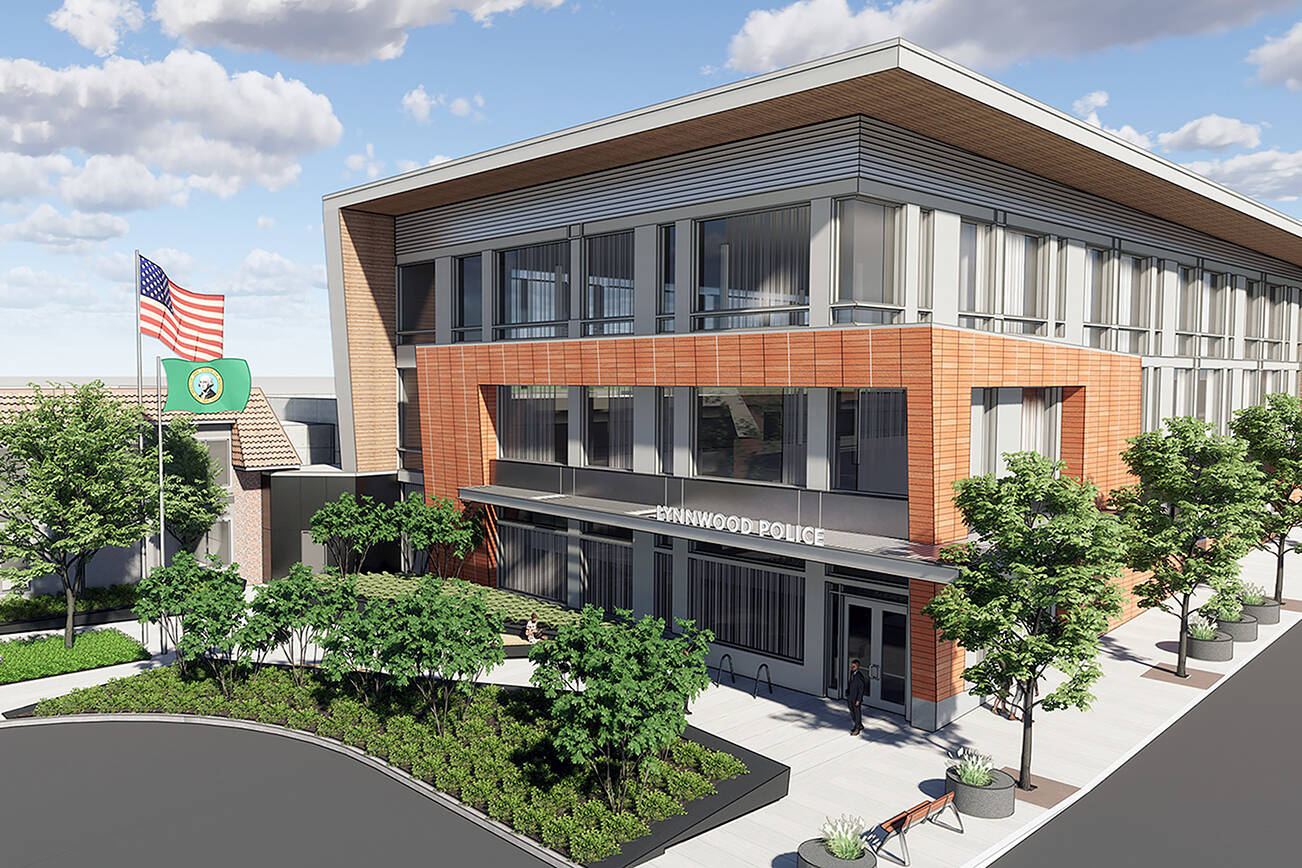 A rendering of the proposed Community Justice Center in Lynnwood, which would house a new jail, a misdemeanor court, the police department and behavioral health services. (City of Lynnwood)