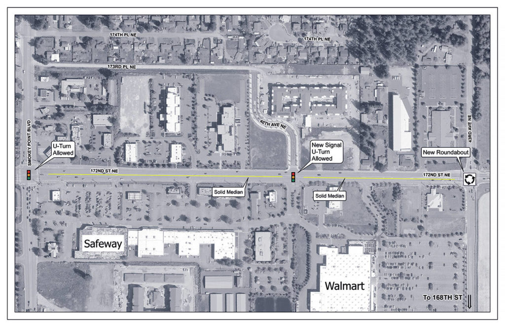 The plan for a new four-way signal the city of Arlington is building at 40th Ave NE and Highway 531 (172nd St. NE). (City of Arlington)

