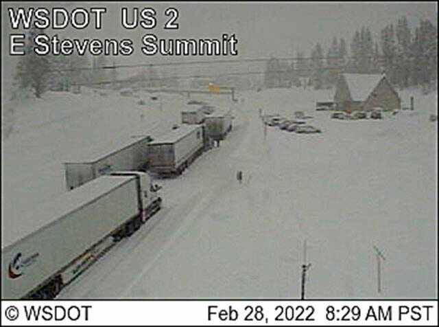 U.S. 2 across Stevens Pass was closed Monday morning due to avalanche danger. (WSDOT)