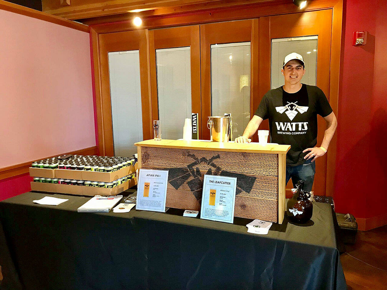 Evan Watts of Watts Brewing, seen here in a photo from the business’ Facebook page, won two medals and was named Very Small Brewery of the Year at the Washington Beer Awards.