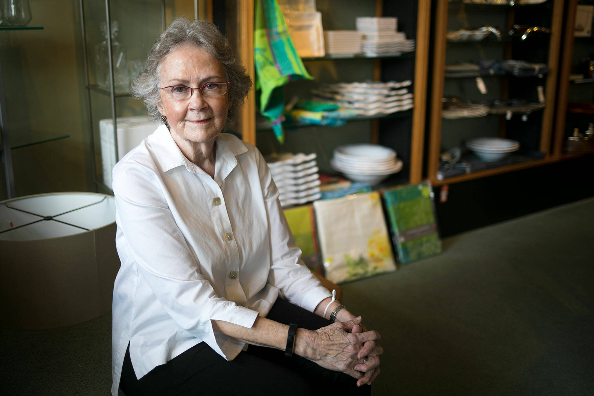 Judy Matheson, 75, inside her store, J. Matheson Gifts in Everett. Matheson retires and closes the store for good on March 19. (Ryan Berry / The Herald)