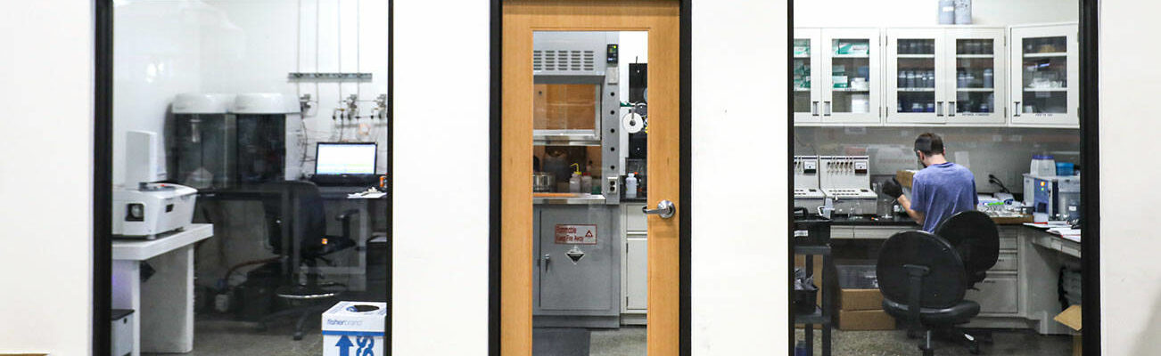 A quality control specialist at The Group14 Technologies in Woodinville, Washington on March 1, 2022.  (Kevin Clark / The Herald)