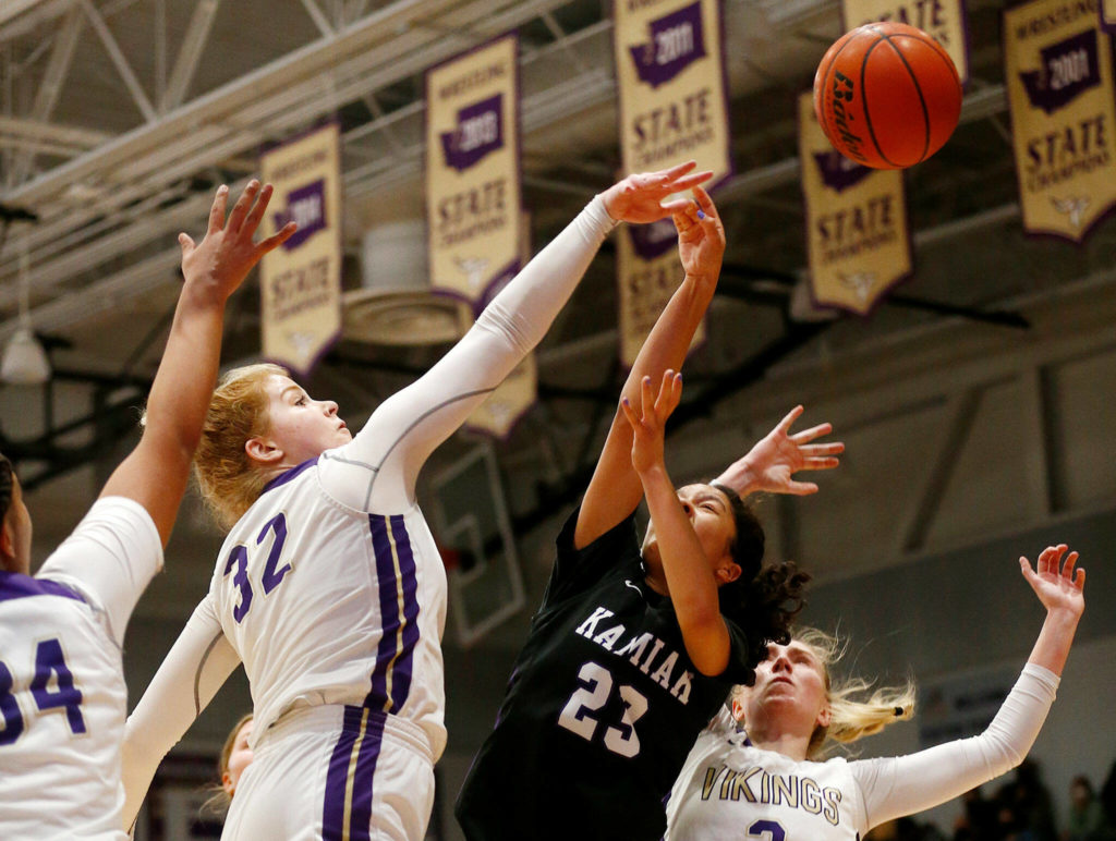 Cori Wilcox (left) is part of a talented senior quartet for Lake Stevens. (Ryan Berry / The Herald)
