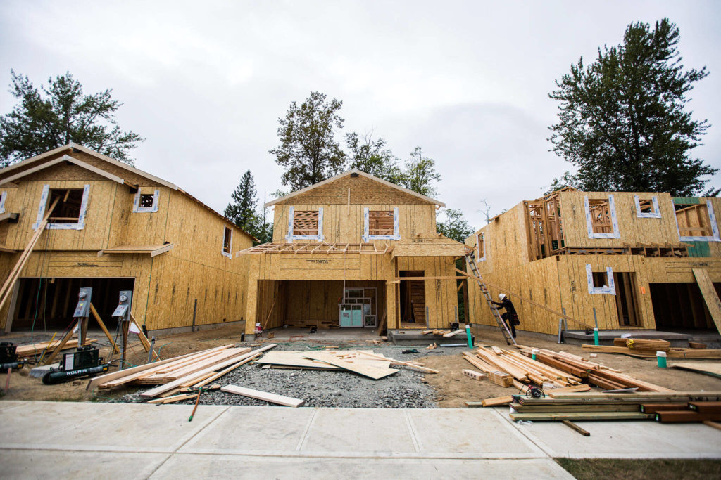 New homes under construction in Sultan in 2019. (Olivia Vanni / Herald file)
