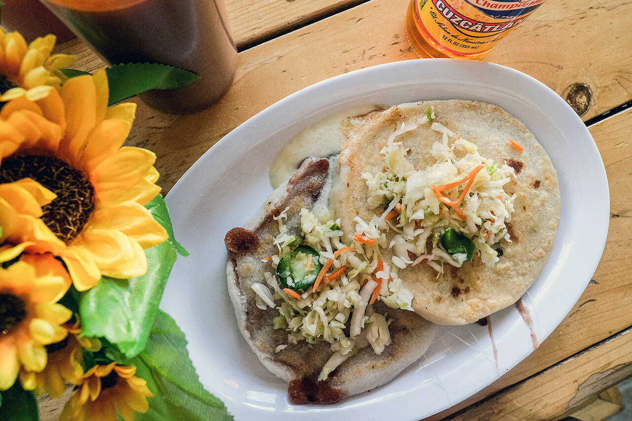 Pupuseria y Tienda Latina in Marysville serves up a variety of pupusas, like pork, bean and cheese and loroco and cheese. (Taylor Goebel / The Herald)