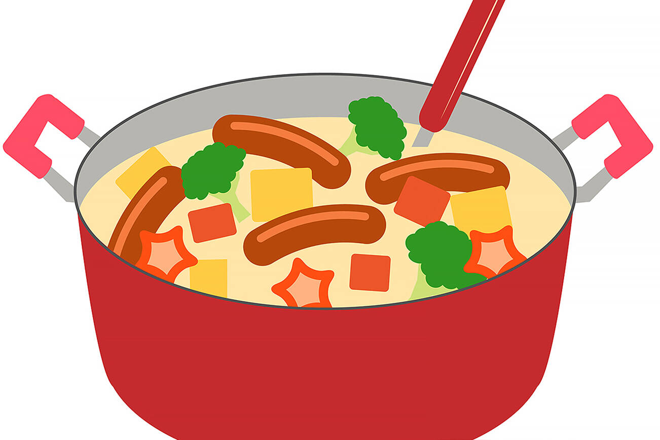 It is a pot dish vector illustration material with stew.