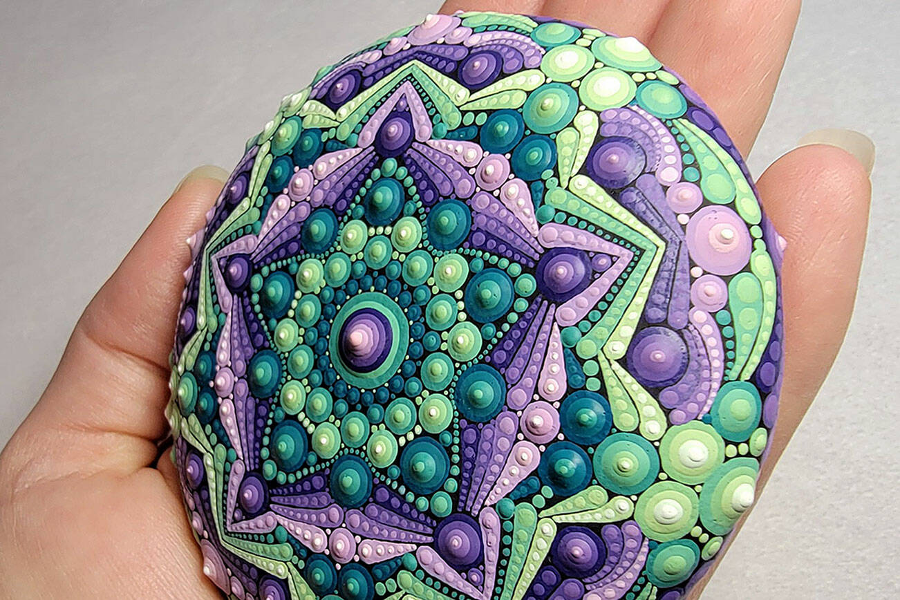 Renee Boyce
Boyce uses a technique called dotillism to create elaborate and colorful patterns on flat rocks.