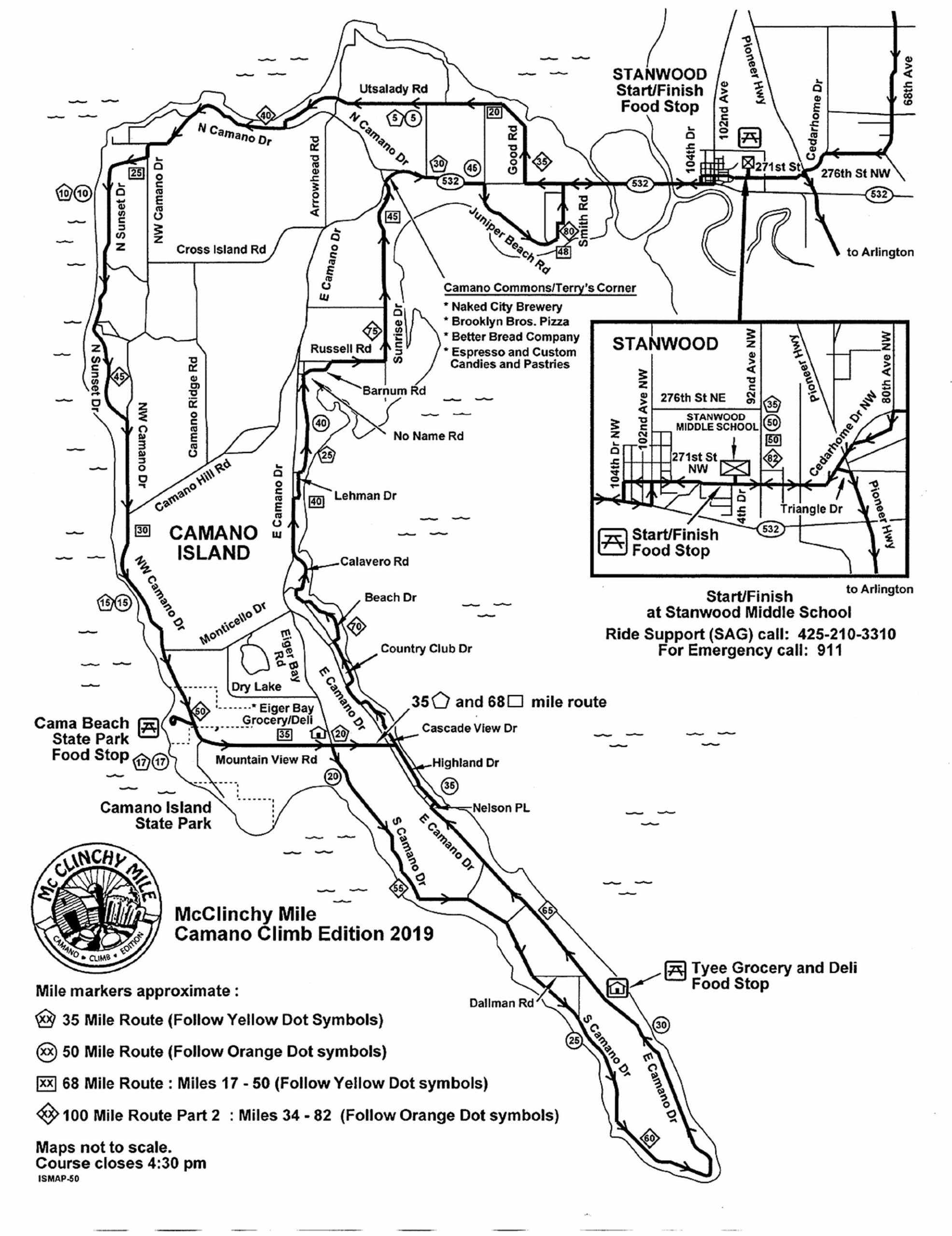 The McClinchy Mile Camano Climb Bike Ride is back after a two-year hiatus. There are 15-mile, 35-mile, and 50-mile routes, and a combination of the 15 and 50 for a “metric century” 100 km loop. (B.I.K.E.S. Club of Snohomish County)