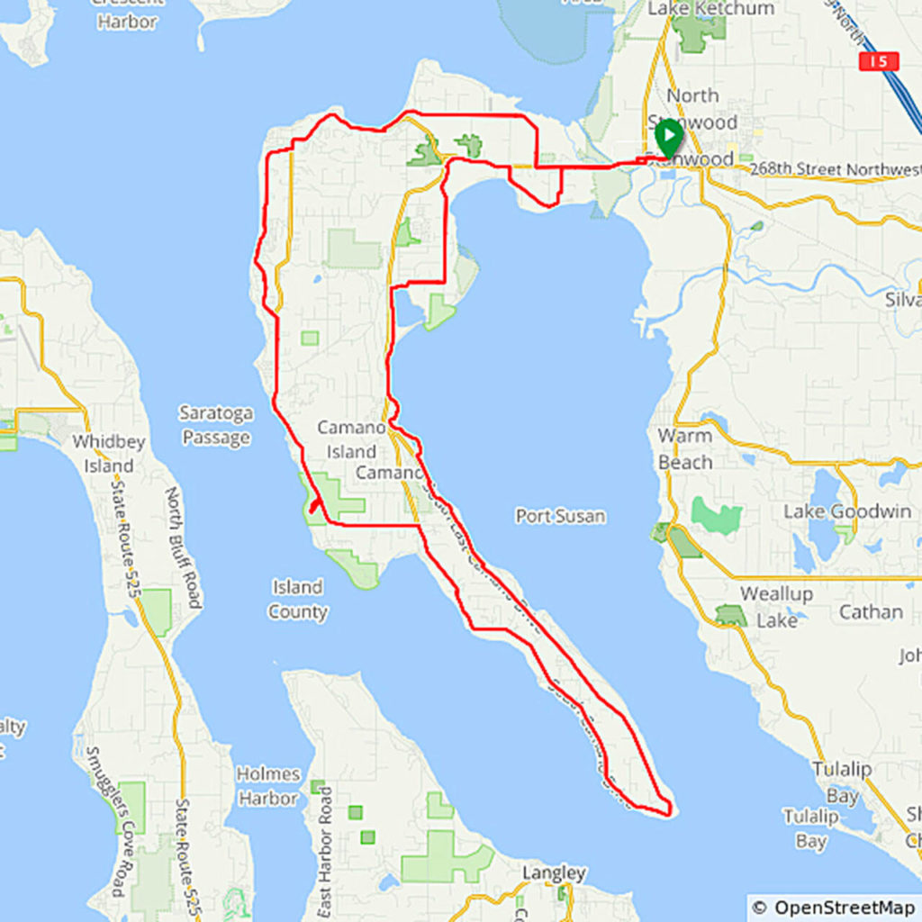 The McClinchy Mile Camano Climb Bike Ride 50-mile route. (B.I.K.E.S. Club of Snohomish County)
