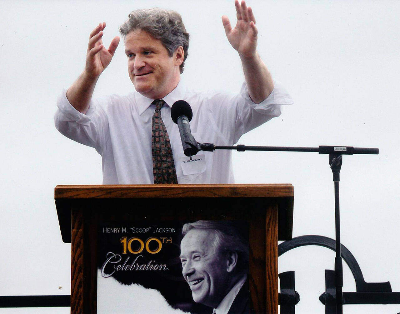 Peter Jackson talks about the legacy left by his father during a May 2012 celebration of the 100th anniversary of Henry M. “Scoop” Jackson’s birth in Everett. (Mark Mulligan / Herald file)