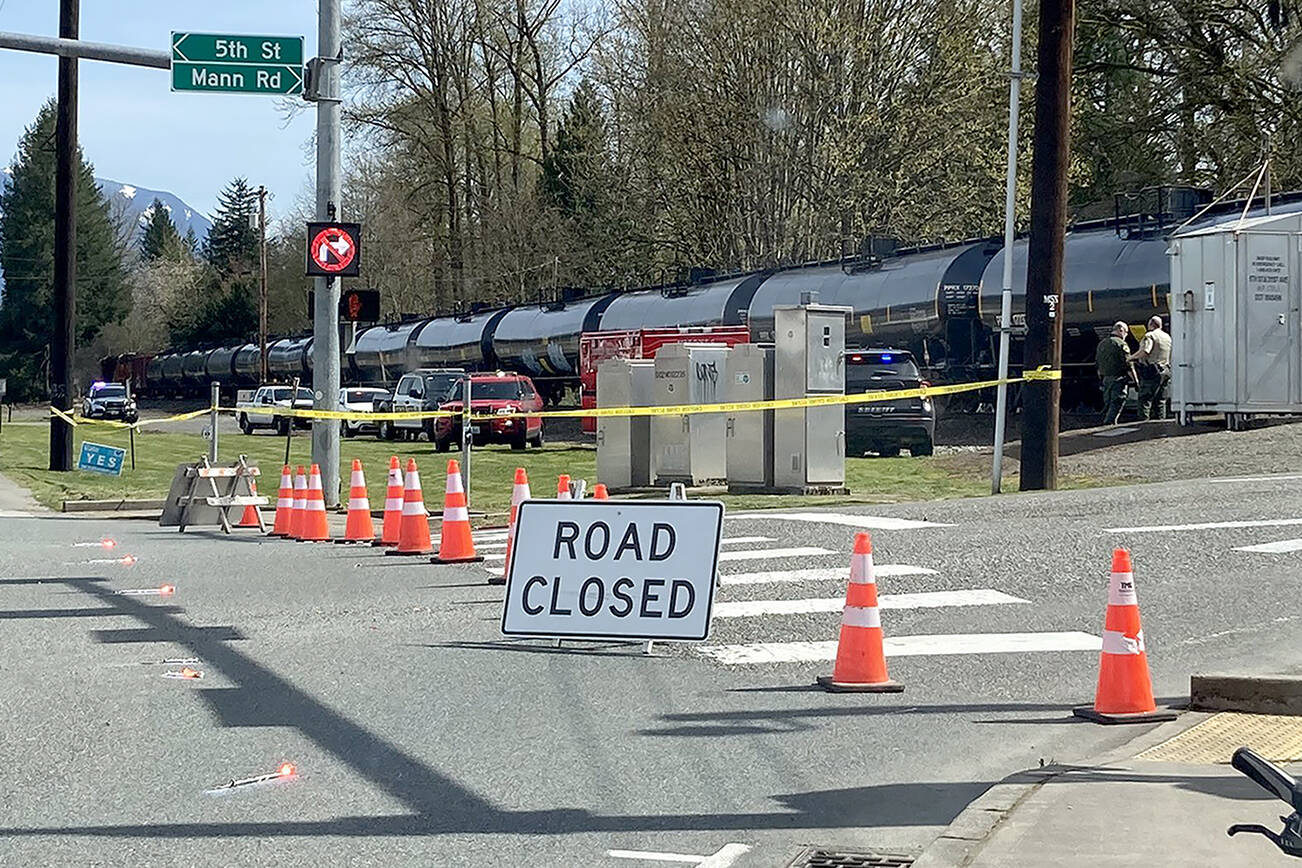 311th Street was expected to be closed for a couple hours between Mann Road and U.S. 2 after a pedestrian was hit and killed by a train. (Snohomish County Sheriff's Office)