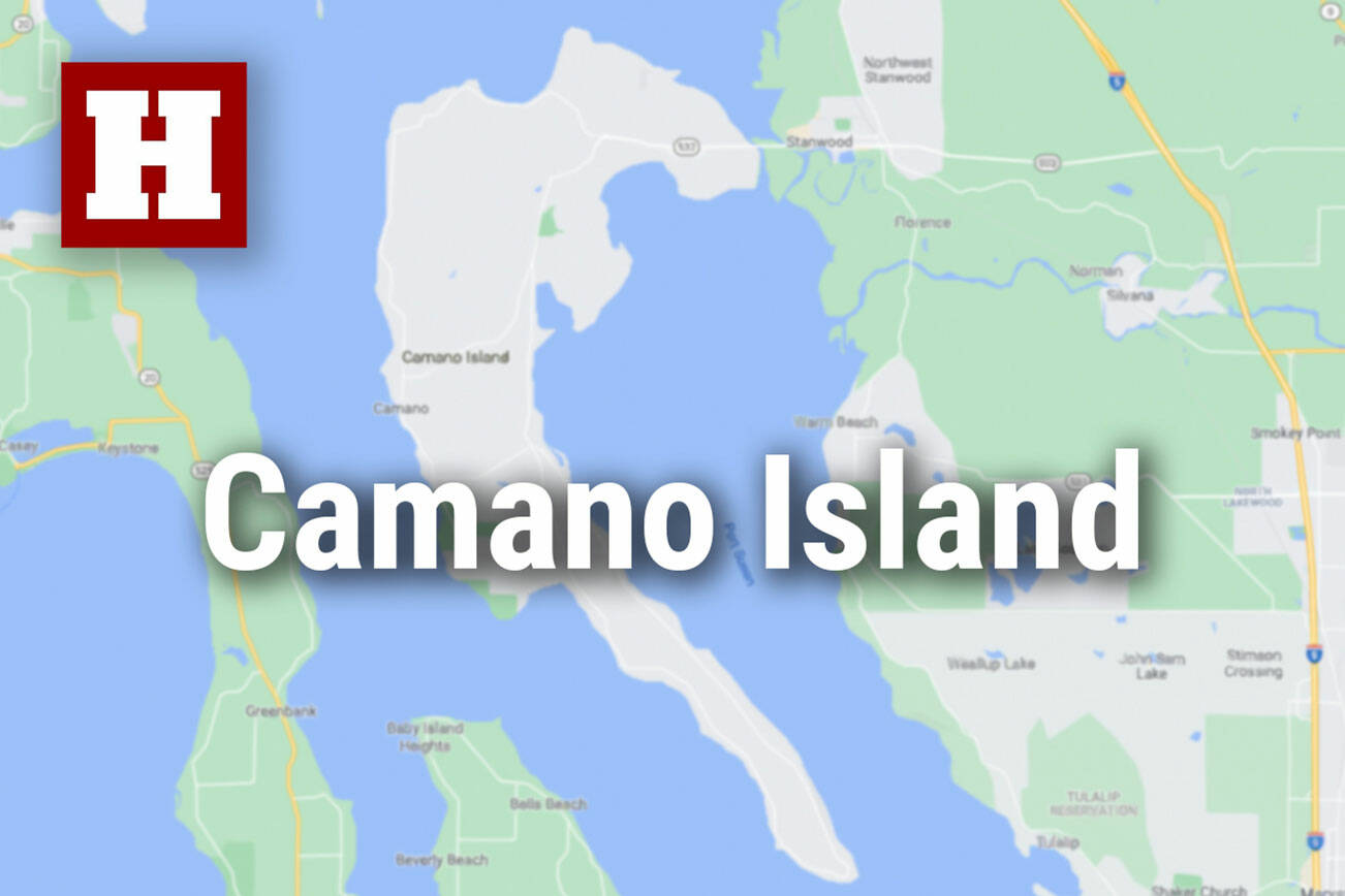 Logo for news use featuring Camano Island in Island County, Washington. 220118