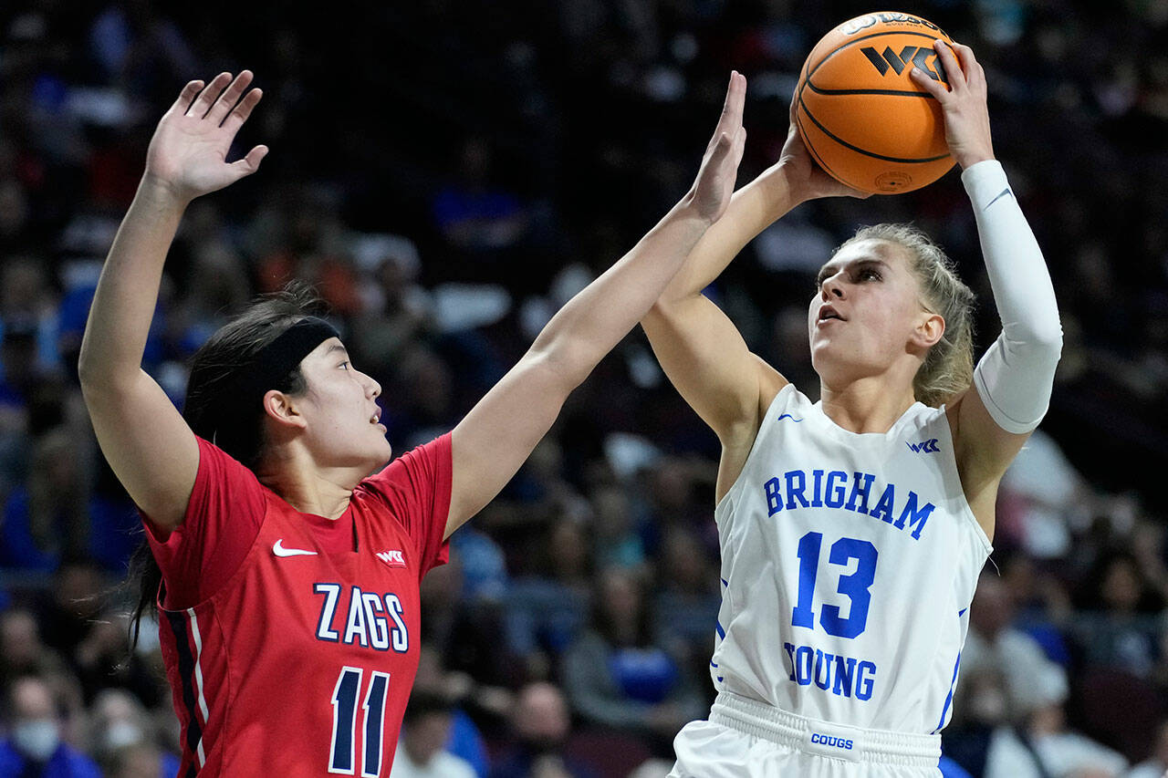 Former Glacier Peak and BYU standout Paisley Harding (right) will have a chance to compete for a spot on the Seattle Storm. (AP Photo/John Locher)