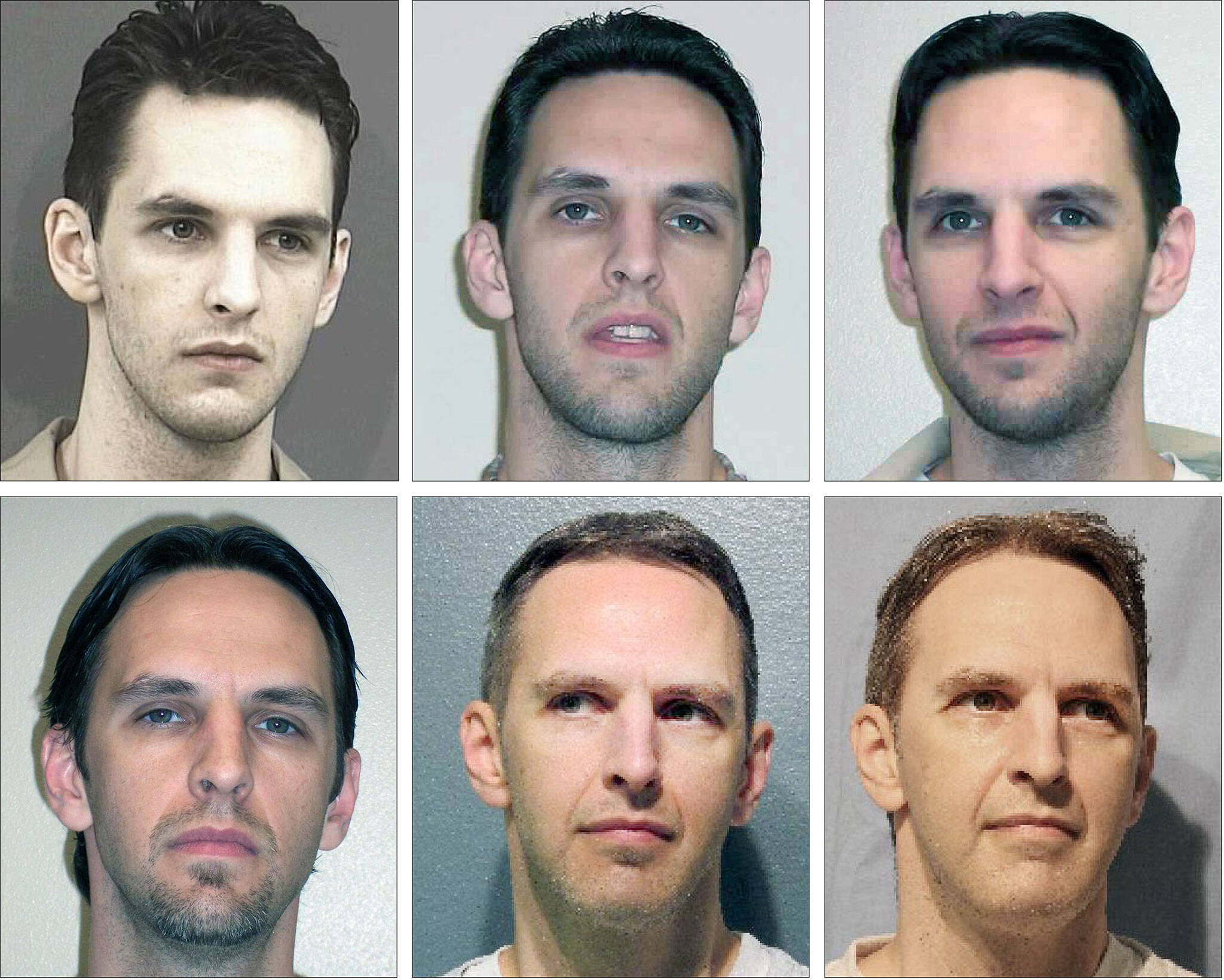 Aaron Howerton in (top, from left) 2001, 2005, 2008 and (bottom) 2012, 2018 and 2021. (Washington State Department of Corrections)