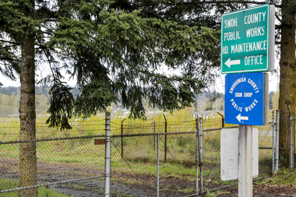 The former public works site at 1201 Bonneville Ave. is slated for affordable in housing in the “Midtown” district of Snohomish. (Kevin Clark / The Herald)
