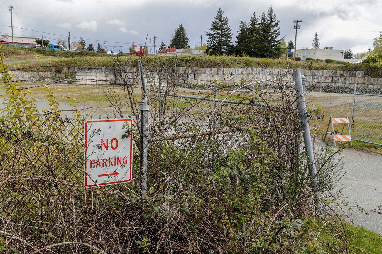 Former public works site at 1201 Bonneville Ave is slated for affordable in housing in the Midtown District of Snohomish, Washington on April 21, 2022. (Kevin Clark / The Herald)
