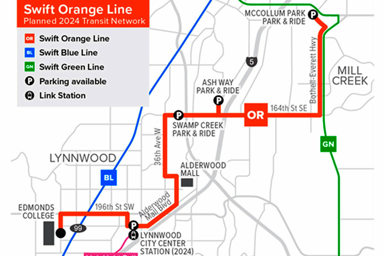 Swift Orange Line planned 2024 routes. (Community Transit)